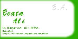 beata ali business card